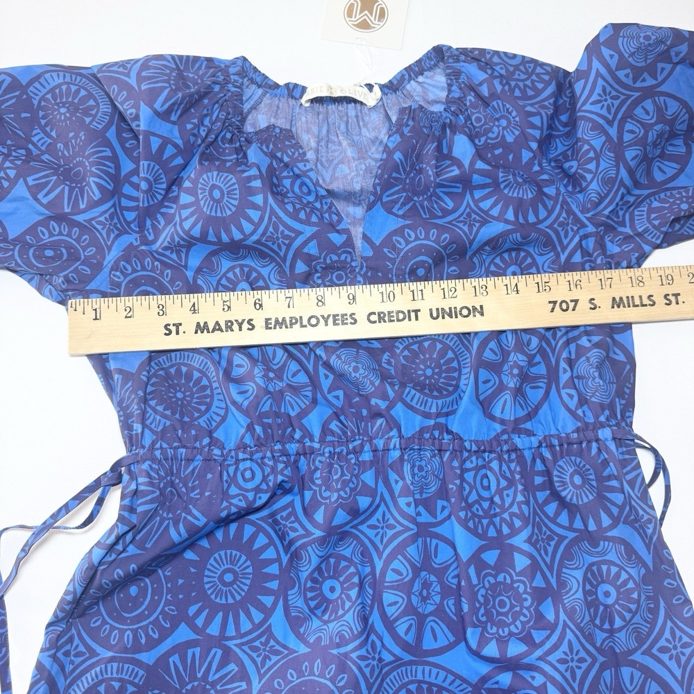 Marie Oliver Womens Farin Tiered Midi Dress XS Sodalite Coin Print Luxury $438 - Picture 11 of 13